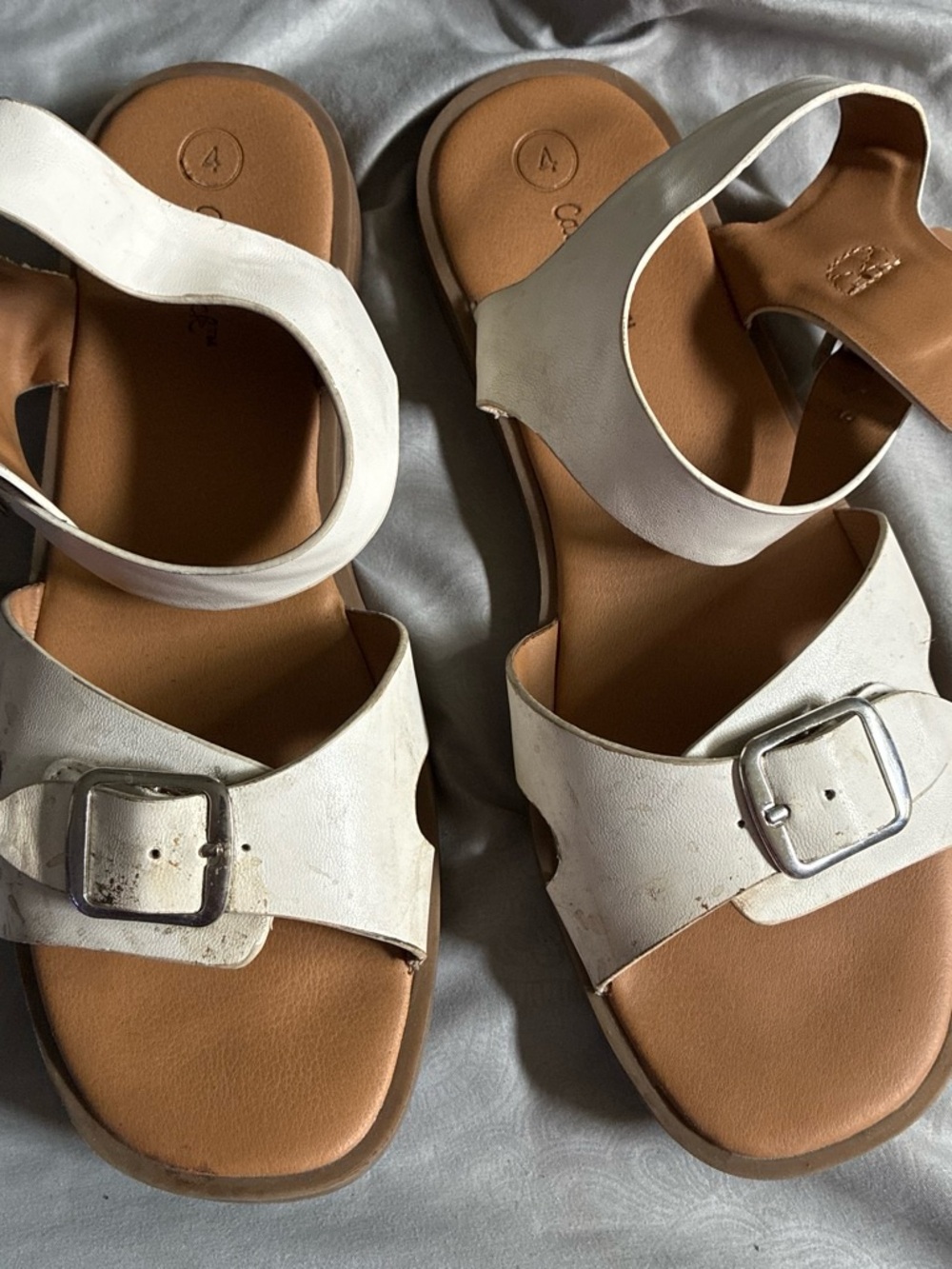 White Buckle Strap Sandals